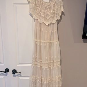 Flower Child Off The Shoulder Lace Maxi Dress